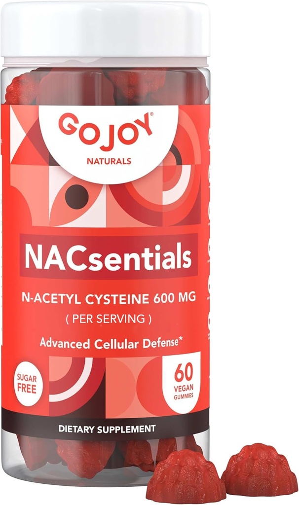 GOJOY NACsentials 7-in-1 NAC Gummies 600mg - toetab glutatiooni, maksa ja antioksüdantide heaolu - N-atsetüültsüsteiin C-vitamiiniga, ALA, kvertsetiin & astaksantiin - vegan, suhkruvaba