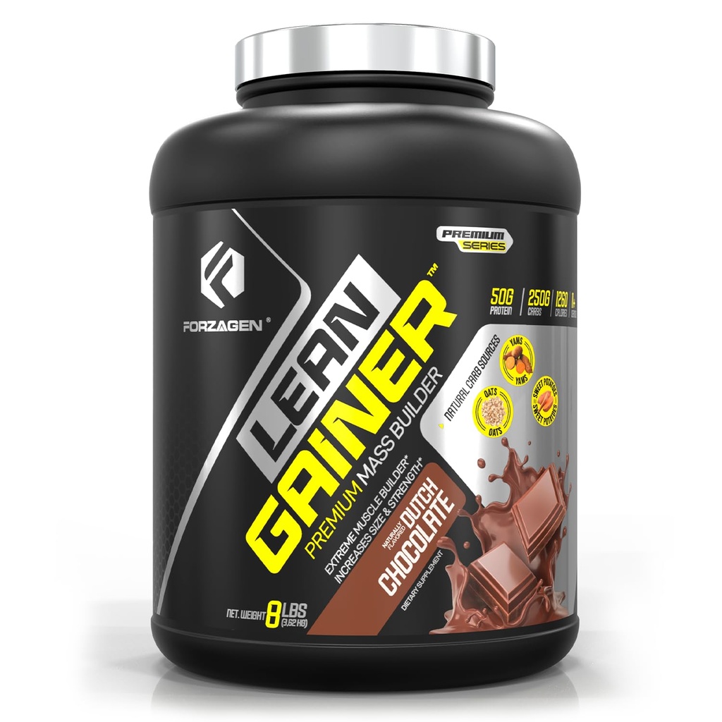 Forzagen Lean Gainer Premium Mass Builder | Mass Gainer Valgupulber meestele ja naistele | Kõrge kalorsusega valk, kaalutõus, maht, lihashoone täiendus | Hollandi šokolaad, 8 naela. (11 serveerimist)