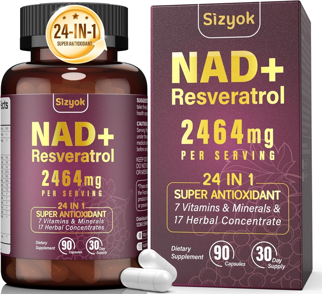 NAD-lisa, Liposomal NAD+ Täiendus koos Resveratrooliga, NAD Resveratrooli täiendus - Boost NAD + vananemise kaitse, energia, fookus - Ultra Antioksüdant Kapslid,87