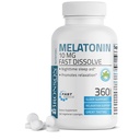 Bronson Melatoniin 10 MG Kiire lahustamine Piparmündi tabletid, soodustab lõdvestumist, 360 närimist taimetoitlased lozenges
