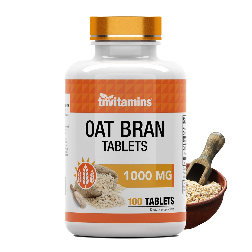 tnvitamins Kaera Bran tabletid | 100 tabletti x 1000 MG tableti kohta | Kaera Fiber tabletid | Lahustuv & Dieet Fiber Supplement | Toetab seedetrakti tervist * | Suure tugevusega valem