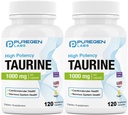 Puregen Labs Taurine 1000mg [High Potency] Kokku 240 Veg kapslid | Ei kahjulikke lisaaineid | Mitte-GMO, NO gluteeni ja piima, toetab südame tervist ja lihaste taastumist | Valmistatud USAs
