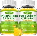 2 Pack Kaaliumtsitraat Gummies - kõrge potentsi kaaliumilisa lihaste tervise, jalgade krampide leevendamine, elektrolüütide tasakaal - Vegan, mitte-GMO, Gluteenivaba, ananassimaitse, 120 krahv