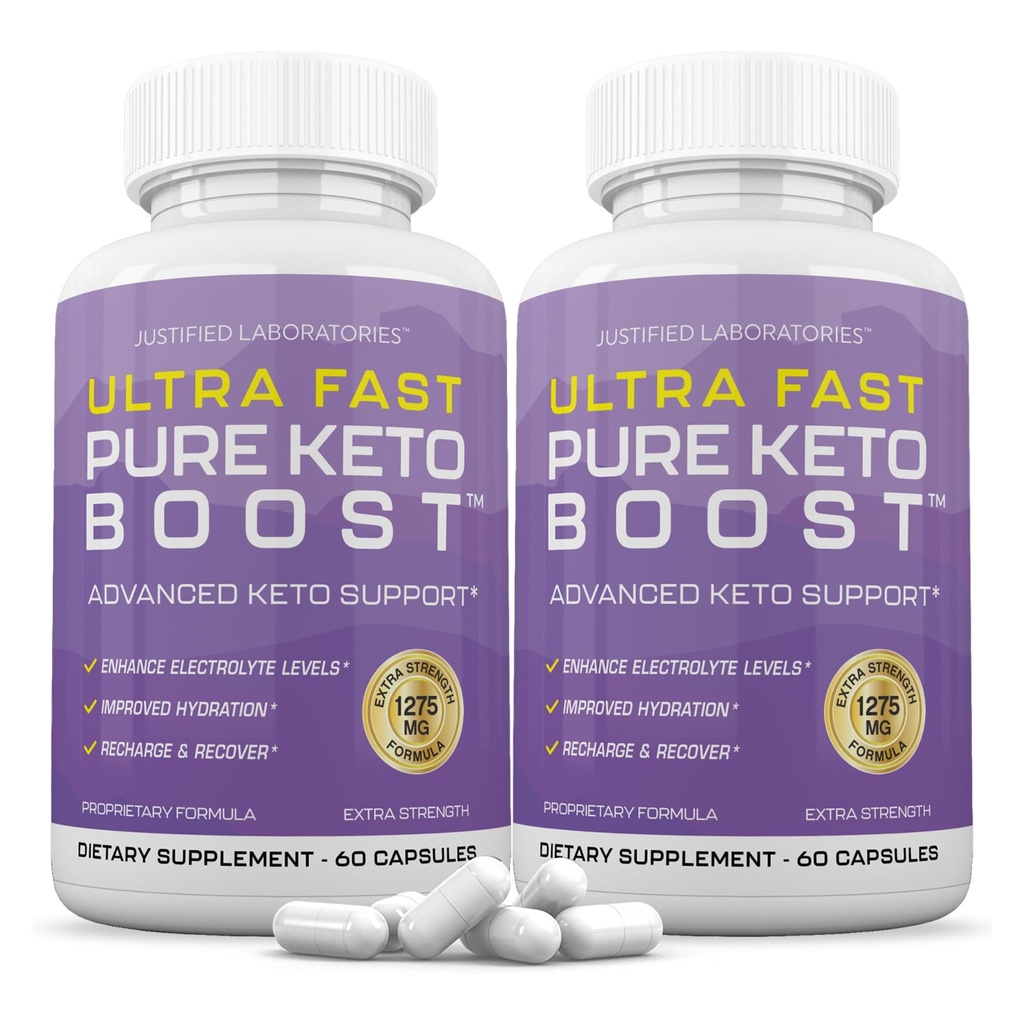 Põhjendatud Laboratories Ultra kiire puhas Keto Boost - 60 kapslit, pakendis 2 - Ketogeenne tugi Apple Siidriäädikas, roheline teeleht, C-vitamiin, D3-vitamiin ja ekstra neitsioliiviõli - 60 serveerimist