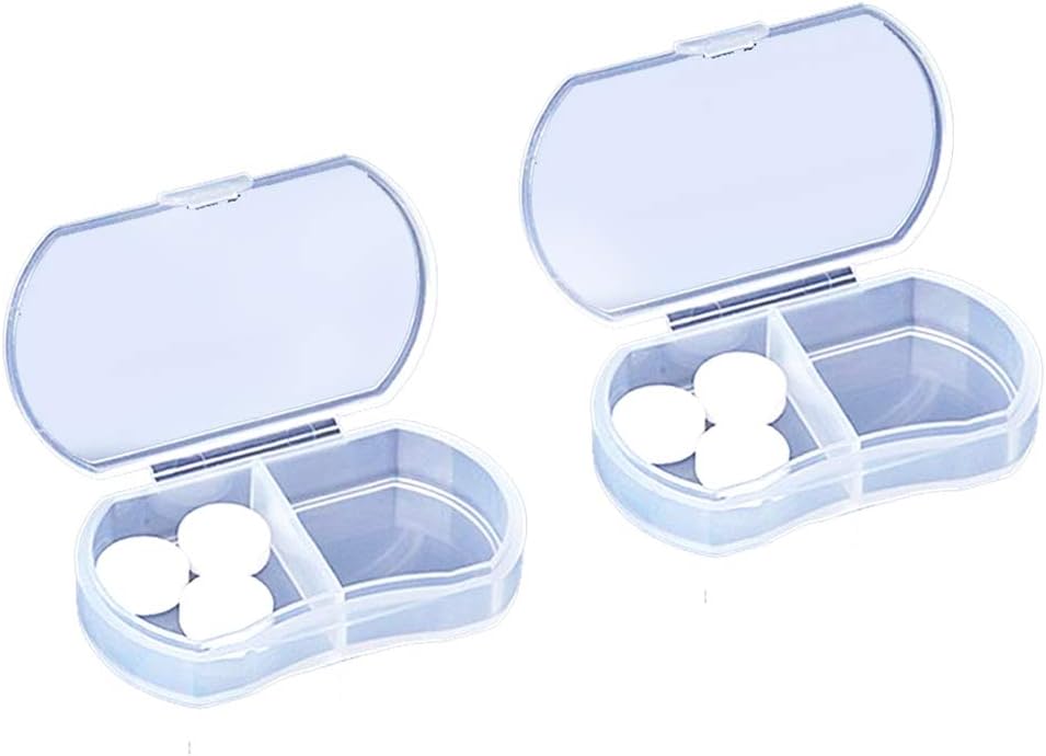 2PCS Pill Case Korraldaja, Daily AM & PM konteinerid, ravimi hoidja, ideaalne ravim, Vitamiin, täiendus, ideaalne reisimiseks, ideaalne rahakott (valge)