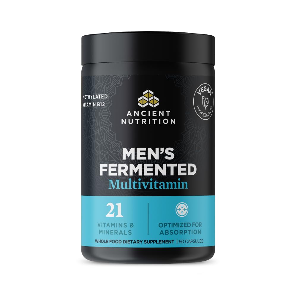Ancient Nutrition Multivitamiin meestele, Meeste Fermenteeritud Multivitamiinid A-, C-, D-, E-, K-, Tsink & Magneesium, Immune Support, Vegan, 60 Ct