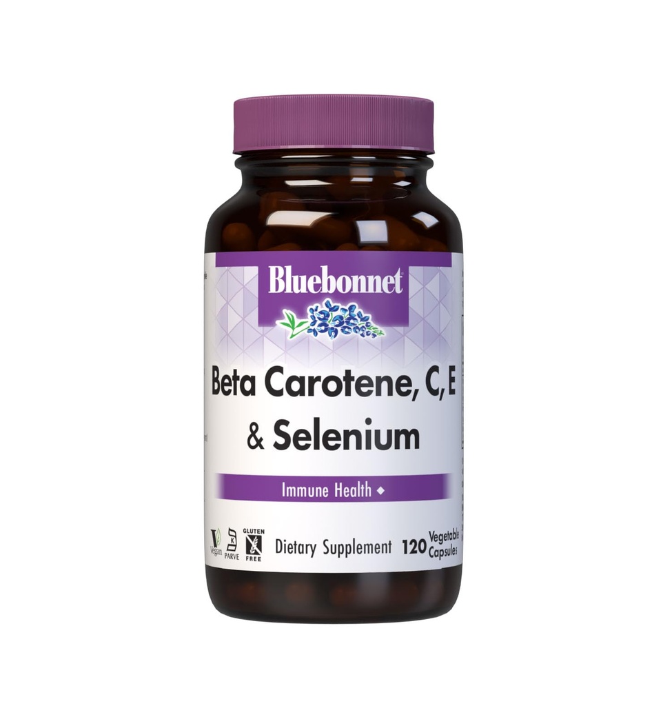 BlueBonnet Beta Carotene C ja E Plus Selenium Vegetarian kapslid, 120 Count, White