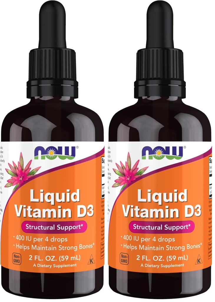 NOW Supplements, Vedel Vitamiin D-3, Tugevad Luud *, Struktuurne Toetus *, 2-kordne (pakk 2)