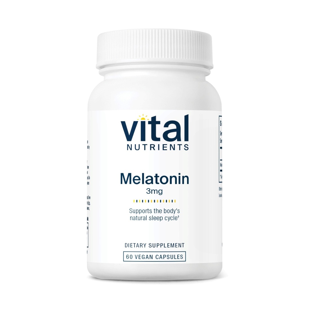 Elutähtsad toitained Melatoniin 3mg | Vegan | Madala annuse melatoniin | Unelisand keha loomuliku unetsükli toetamiseks * | Gluteen, piimatooted, sojavaba | 60 kapslit