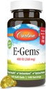 Carlson - E-Gems 400 IU (268 mg), looduslik allikas E-vitamiin, optimaalne heaolu, 140 pehmet geeli