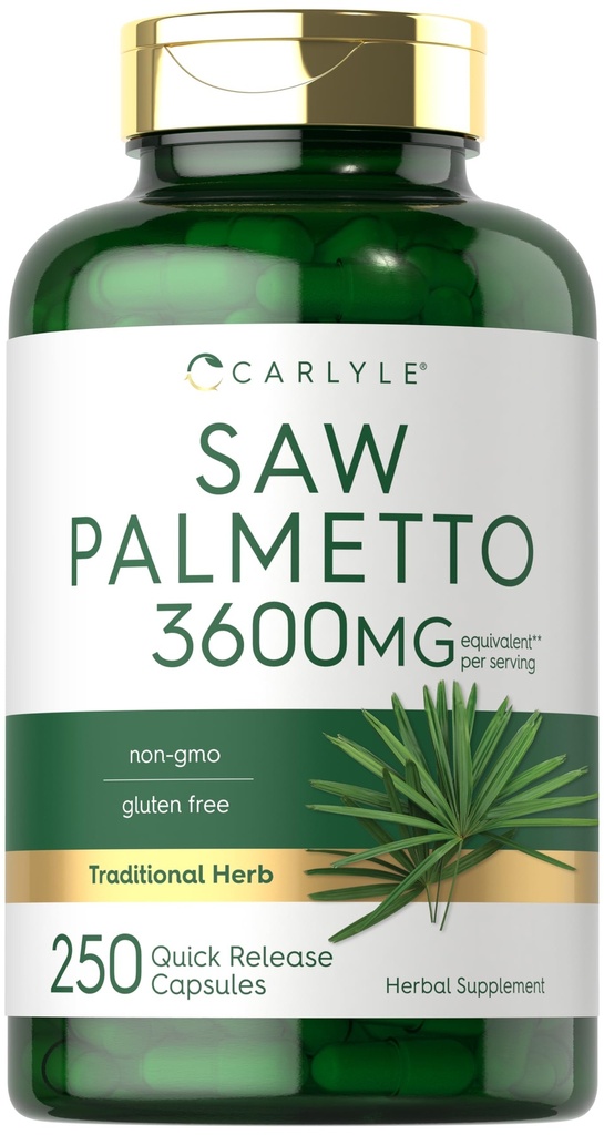Carlyle Saw Palmetto meestele ja naistele | 3600 mg | 250 kapslit | Herb Extract Supplement | Serenoa Repens | Non-GMO ja Gluteenivaba