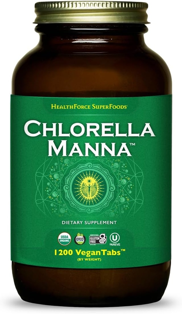HealthForce SuperFoods Chlorella Manna - Tablets - 1200 Vegan Tablets