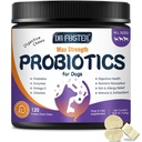 Probiootikumid koertele, külmkuivatatud koera probiootikumid ja seedeensüümid, pluss Omega-3 sügeleva naha jaoks, 3-in-1 prebiootikumid seedetrakti tervise jaoks, koerte vitamiinid ja toidulisandid immuunsüsteemi tervisele, 120 bitti