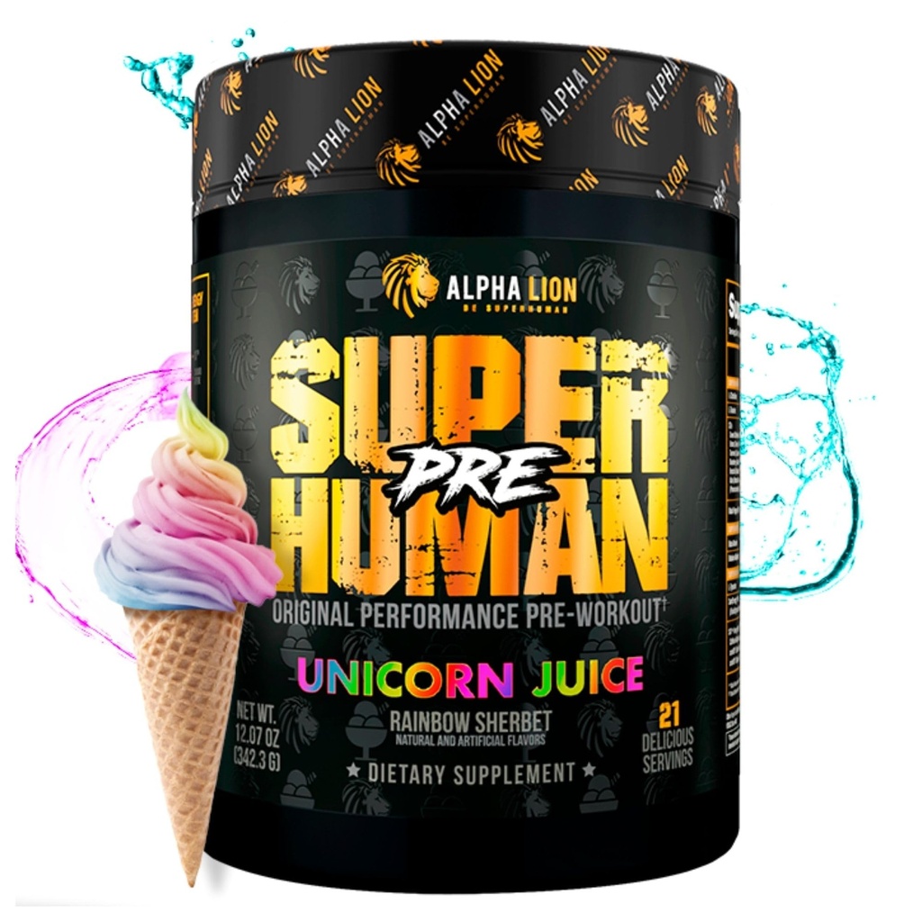 ALPHA LION Superhuman Pre Workout Powder, Beta Alanine, L-Taurine & Tri-Source Kofeiin Jätkusuutlikuks Energiaks Ja Keskendumiseks, Lämmastikoksiid Ja Tsitrulliin Pump (21 Servings, Unicorn Juice)