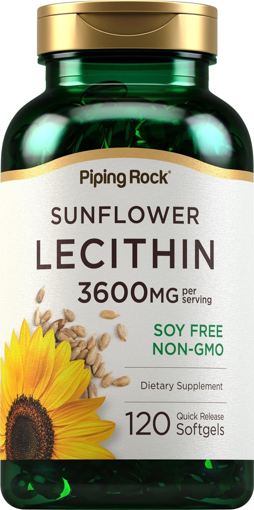 Torukivi päevalilleletsitiin Softgel Kapslid | 3600 mg | 120 krahv | fosfatidüülkoliini rikas | Sojavaba, mitte-GMO, Gluteenivaba