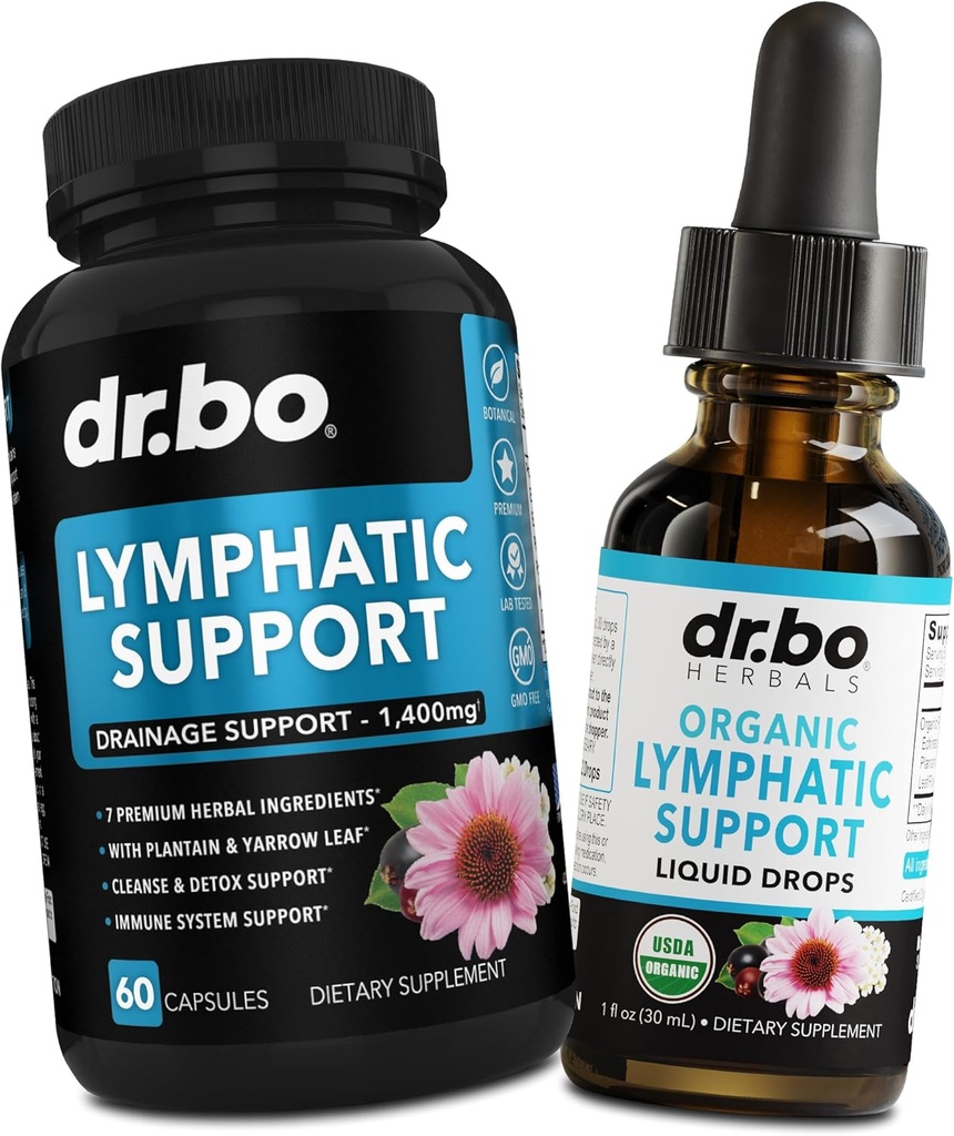 Lymphatic Drainage Supplements Pills & Drops - Orgaaniline Lymphatic Support Vedel Tilgad Puhasta, Lümfisüsteemi Tugi Täiendus Sõlmedele Jalgadele & Kaelale - Lümfisõlmede Detox Cleanse System Drainage