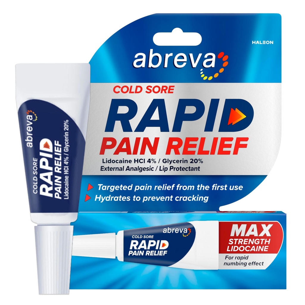 Abreva Külmavalu ravi Kiire valu leevendav kreem - 1 Tube, 3 Grams