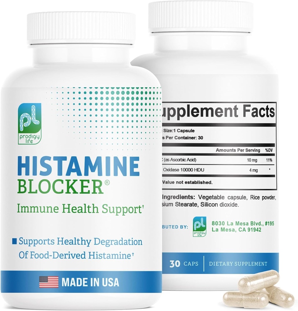 DAO Supplements Histamiini Blocker – Advanced DAO Enzyme valem ja C-vitamiin histamiini seedimise ja sallimatuse toetuseks – Diamine Oxidase DAO lisand, 30 kapslit