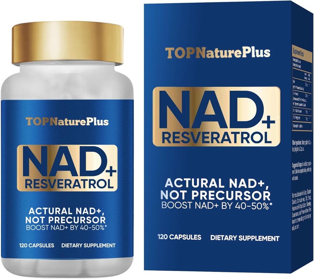 NAD + täiendus 1000 mg puhas orgaaniline, kõrgeim NAD + resveratrooli lisand Max imendumine energia ja DNA parandamiseks, vananemine kaitse, ajufunktsiooni tugi, 120 kapslit