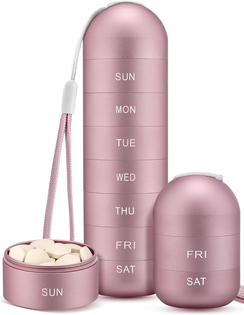 Zannaki Metal Moisture Proof Weekly Pill Korraldaja, virnastatav Alumiinium Alloy BPA Tasuta Reisimine Matka 7 päeva Pill Box Juhul Veekindel ja suur osa hoida pillid, vitamiinid, kalaõli, toidulisandeid
