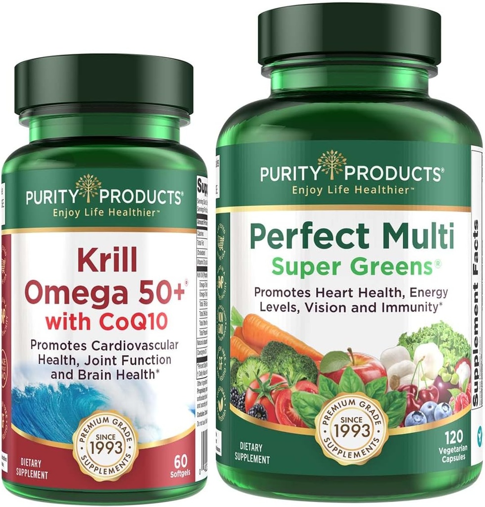 Purity Products Bundle - Krill Omega 50+ koos CoQ10 + Perfect Multi Greens