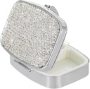 Pocket Pharmacy Bling 2 Kompartment Medicine Korraldaja Väike Cute Pill Container Travel Pill Box Juhtum Purse Square Vitamiini hoidja Pocket (hõbe)