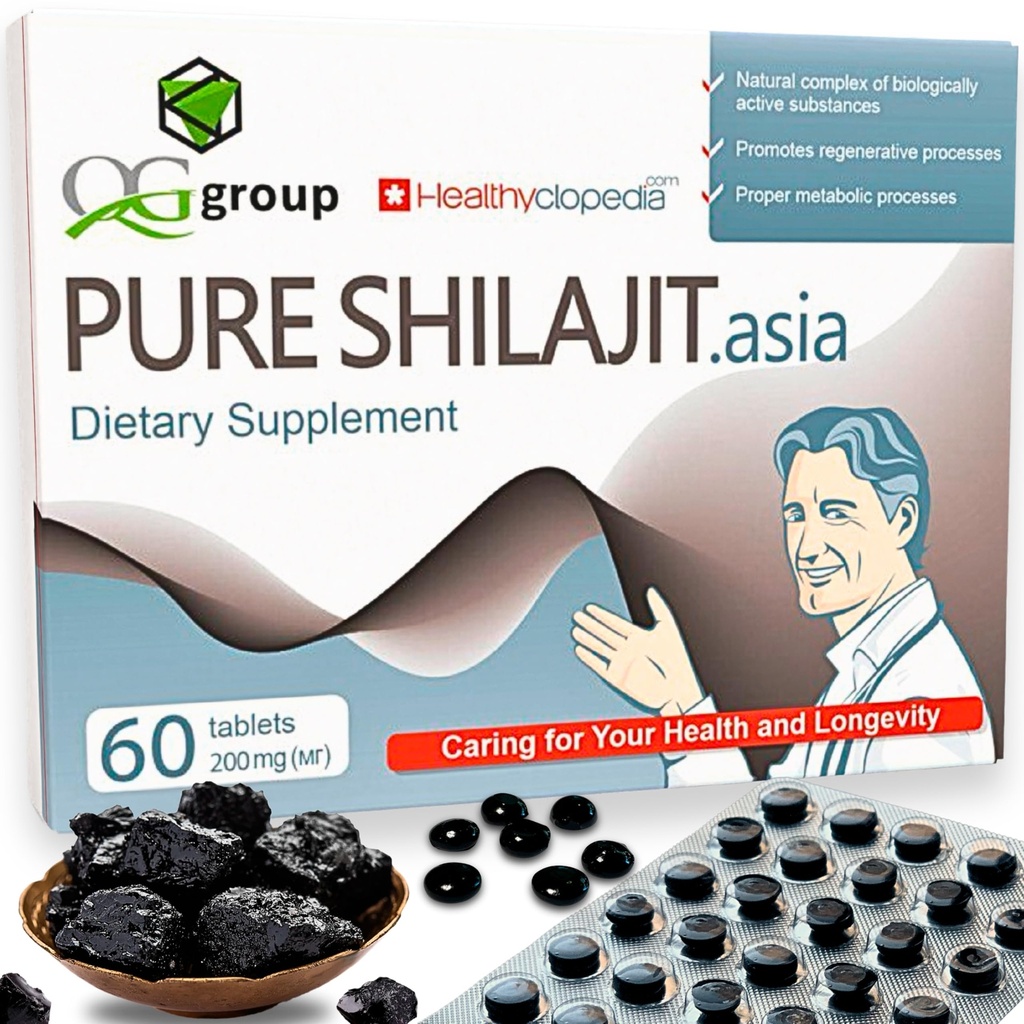 Natural Pure Shilajit tabletid Analoog Toores Vaik Mumiyo Kuiv pillid 60 tabletti - 200mg 100% Himaalaja täiendus 85 + Trace Minerals energia ja ainevahetuse, Immuunsüsteemi tugi - Ideaalne meestele ja naistele