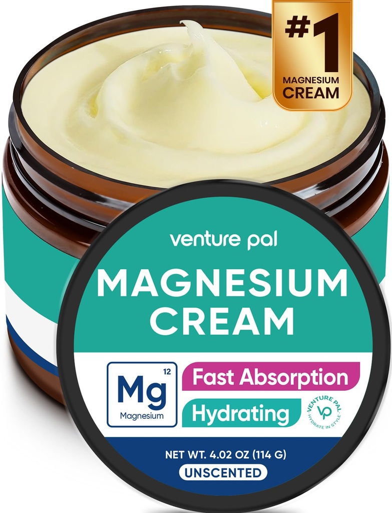 Venture Pal Magnesium Lotion, Topical Magnesium Cream Sleep, jalakrambid ja valu, lihaste lõõgastav, rahulik, niisutav täiendus kookosõli, sheavõi ja hüaluroonhape, ohutu lastele