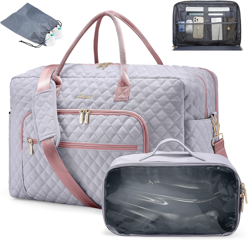 LOVEVOOK Travel Duffle Bag - Naiste Nädalavahetus kannab üleöö sülearvuti ja jõusaalikott koos tualettruumi / kingad tasku, haigla töökott