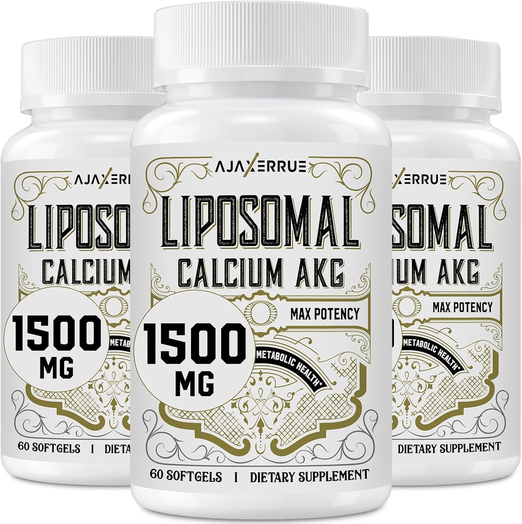Liposomaalne kaltsium AKG täiendus 1500 MG (alfa-ketoglutaarhape), kõrge imendumine, tõhusam kui AAKG, Ca AKG pikaealisuse, vanusekaitse, rakuenergia, ainevahetusfunktsiooni jaoks, 180 Softgels
