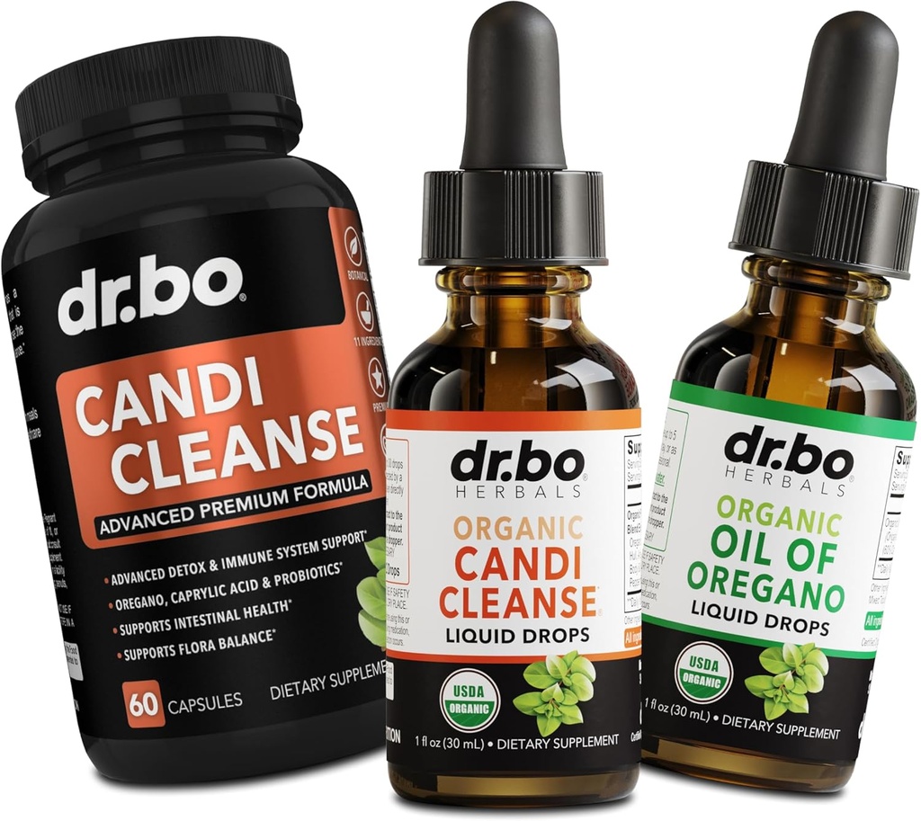 Candi Cleanse & Oregano õli tilgad - Oregano Orgaaniline õli tilgad Vedelik & Black Walnut Wormwood - Extra Tugevus Ülekasvu Tasakaalu Kompleks, Natural Oral Gut Cleanser Detox Tervis Supplements kapslid