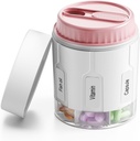 Daviky Pill Pudeli Korraldaja, Täiendus Korraldaja 7 Suurt Kompartmenti, Travel Pill Dispenser Ümmargune Pill Box Kaks Lids (Pink)