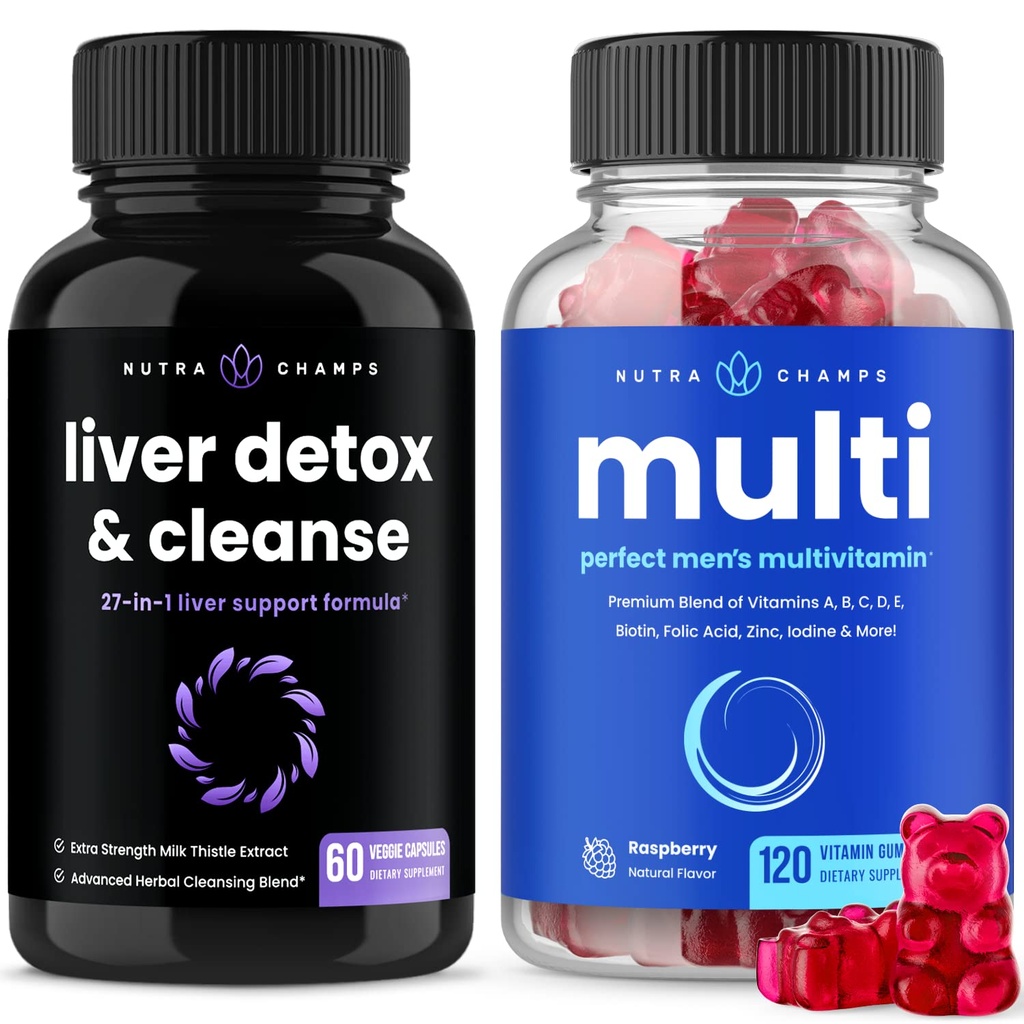 NutraChamps Maks Puhasta Detox Kapslid ja (2-Pack) Meeste Multivitamiini Gummies Bundle