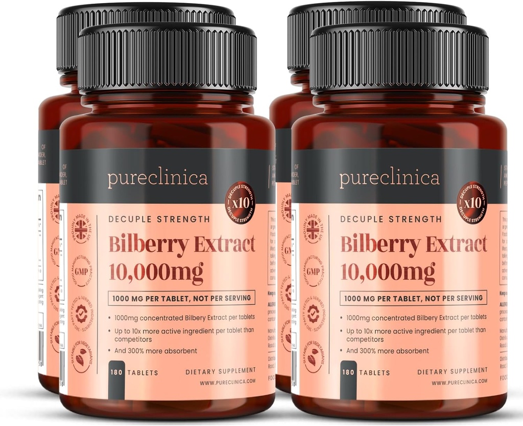 Mustikaekstrakt 10 000 mg x 720 tabletti (4 pudelit) - 10 x rohkem antotsüanidiini tableti kohta kui enamik teisi