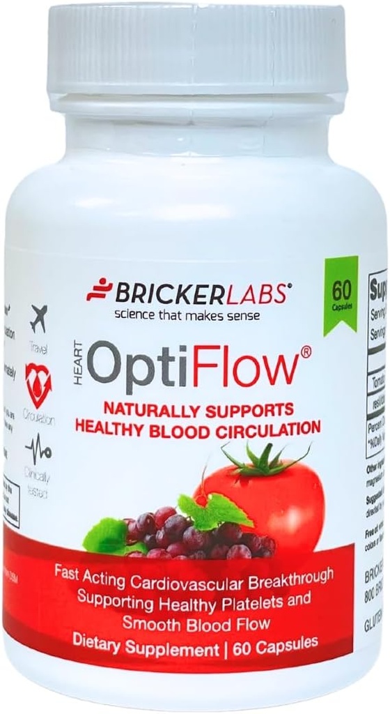 Bricker Labs OptiFlow vereringluse vitamiinid, loomulikult toetab tervislikku verevoolu, sisaldab FruitFlow ja resVida Trans resveratrooli. Vere optimeerija täiendus 60 kapslit
