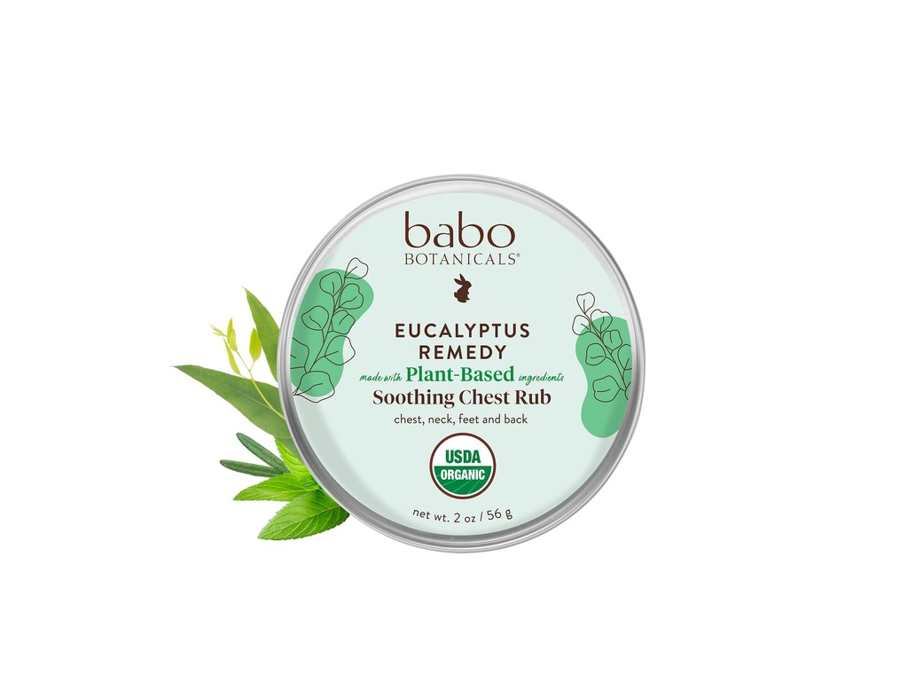 Babo Botanicals Eucalyptus Remedy rahustav Chest Rub - USDA Orgaaniline - Rahustav leevendus eukalüpti, lavendli ja rosmariini eeterlike õlidega - Valmistatud ilma kampri või nafta - vanuses 3+