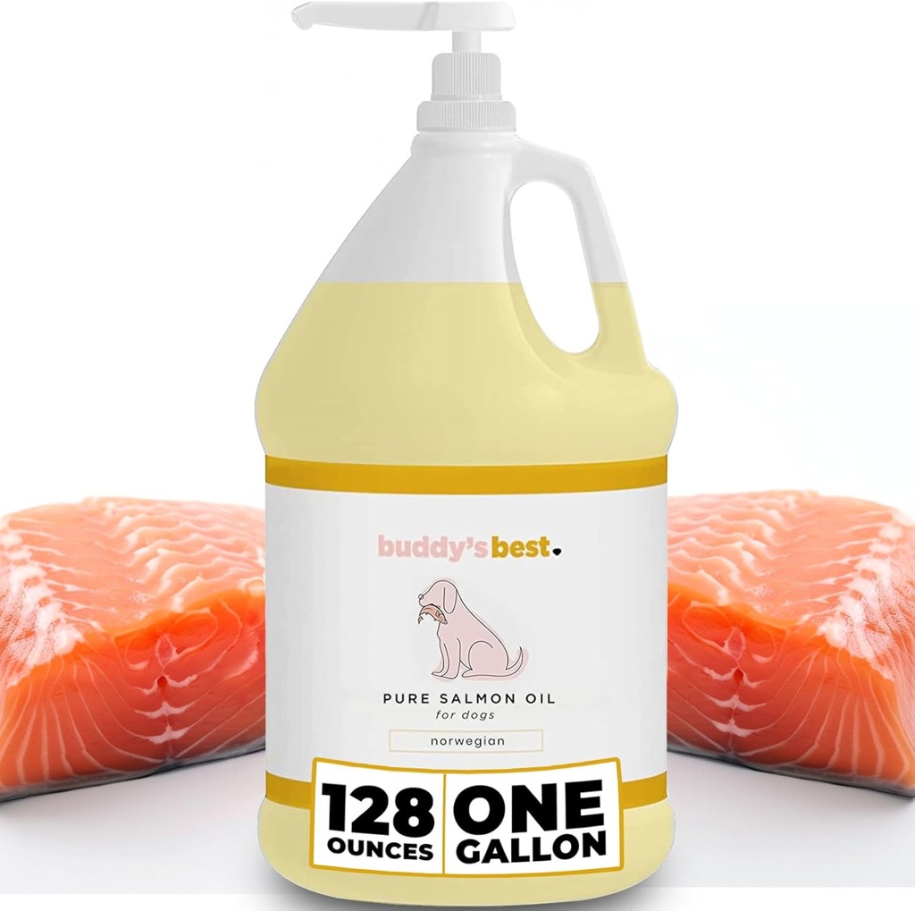 Lõheõli koertele Buddy parim - 1 Gallon (128oz) | 100% Norra kalaõli | inimklassi ja lõhnatu | Omega 3 lisa kate ja liigesed