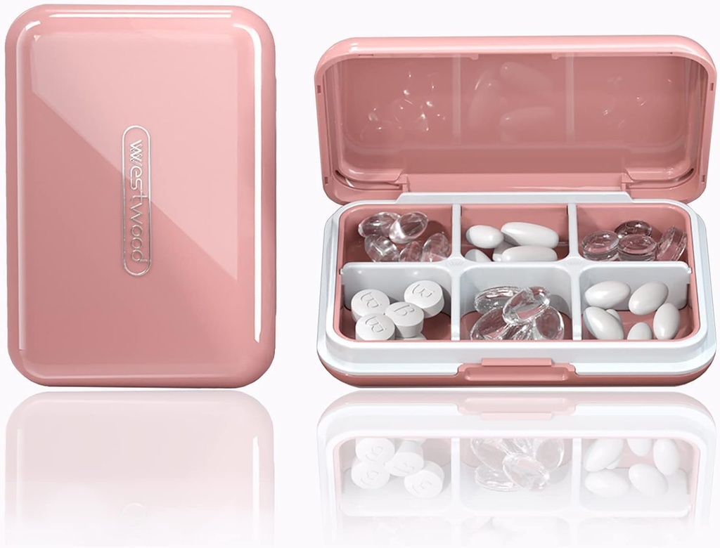 Travel Pill Korraldaja Niiskuskindel Veekindel Väike Pill Karp taskukott 6 Komponendid Portable Pill Case Meditsiin Vitamiinihoidja, roosa