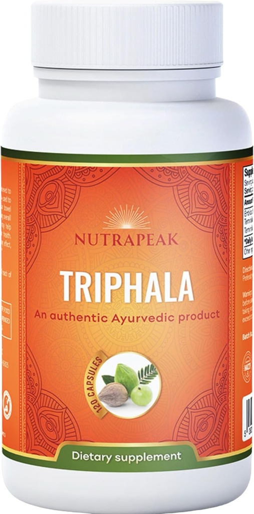 Triphala kapslid - 2000mg - Ayurvedic Triphala Guggulu Blend Valmistatud Amla Haritaki Bibhitaki pulbriga - 120 kapslit - Vegan Mitte-GMO Soja vaba gluteenivaba