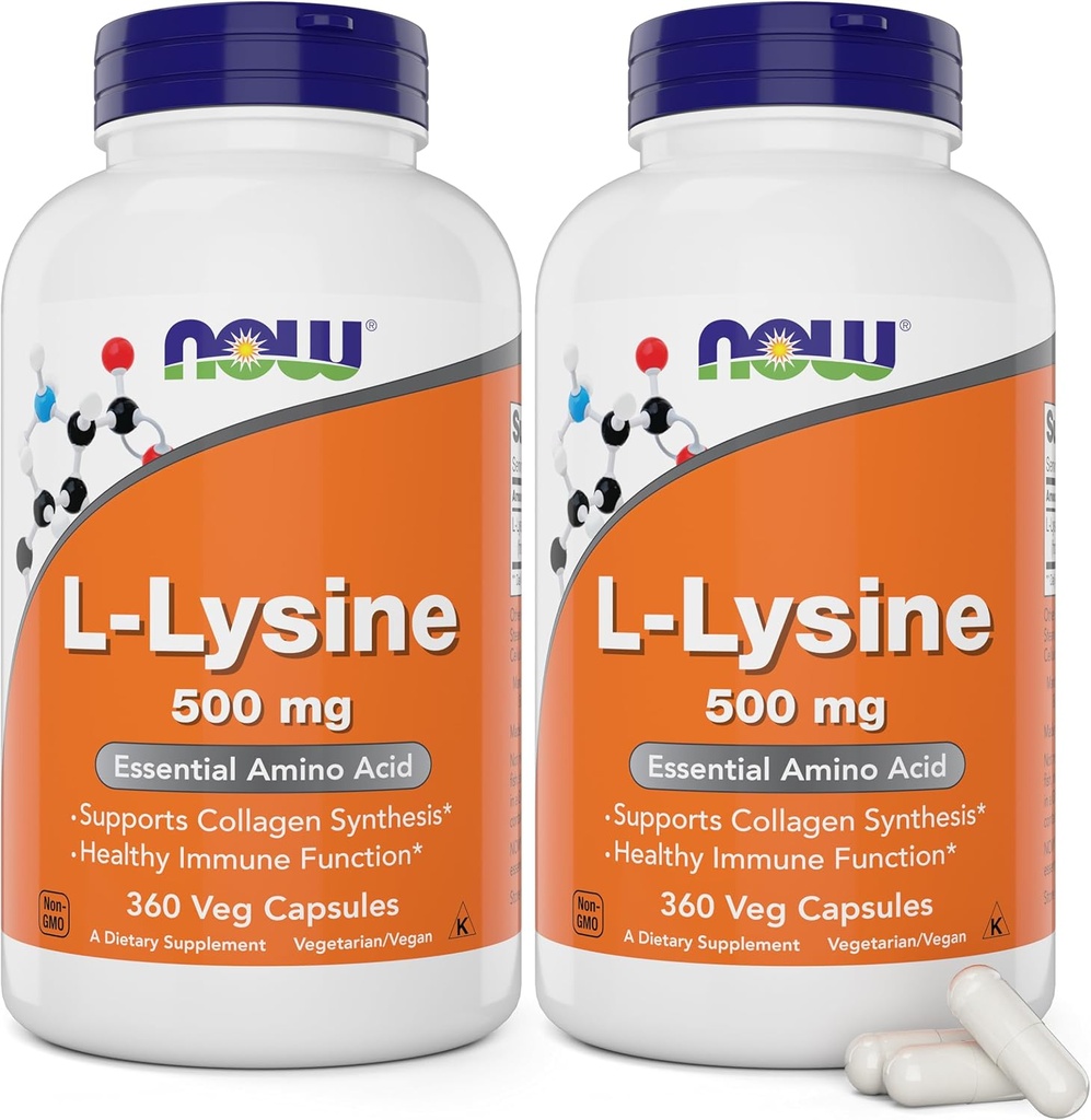 Nüüd L-Lysine 500 mg, 360 Taimekapslit (2 pakendis)