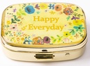 AmyZone Metal Pill Korraldaja Reisi sõbralik kaasaskantav kompaktne Pill Box Cute Pill Case hoida vitamiine / Tylenool / Kalaõli / Lisandid / Ravimid / Tahvelarvuti / Pocket (Happy Everyday)