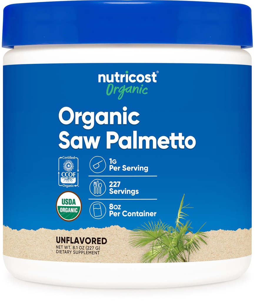 Nutricost Organic Saw Palmetto Powder 8oz - sertifitseeritud USDA Organic Saw Palmetto, Gluteenivaba
