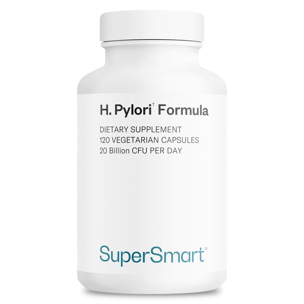 Supersmart H. Pylori Formula 20 miljardit CFU päevas - probiootiline Lactobacillus Reuteri DSM 17648 Supplement | Non-GMO & Gluteenivaba - 120 taimetoitlase kapslit