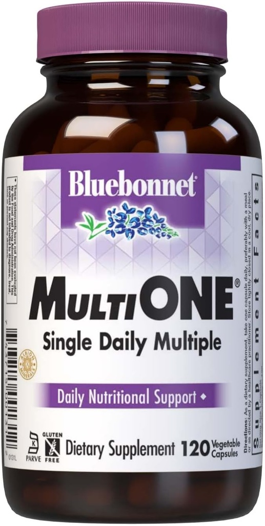 Bluebonnet Nutrition Multi One (koos rauaga) köögiviljakapslid, täielik täisspektriga mitmekordne vitamiinilisand, B-vitamiinid, gluteen ja piimavaba, kosher, 4 kuu pakkumine, 120 loend