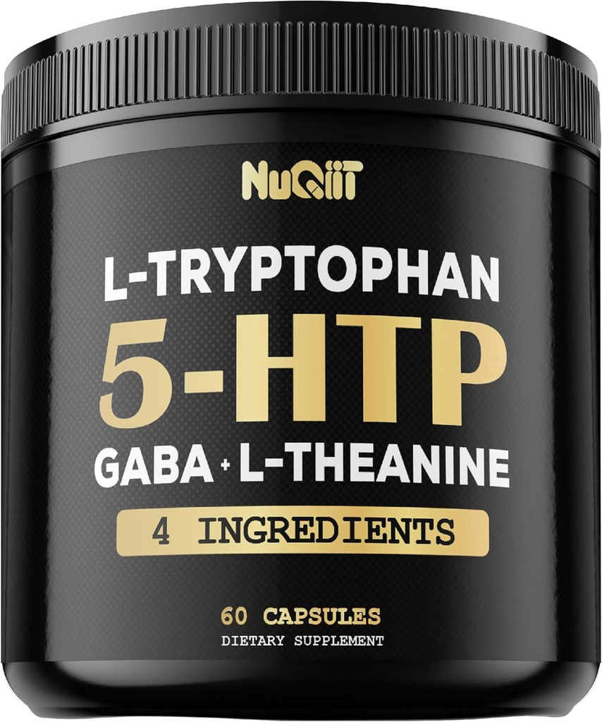 5 HTP 200mg GABA 500mg L-Theanine 200mg L-trüptofaan 100mg täiendus - aju toetamine, vereringe tervis, kontsentratsioon ja puhkus hästi - 60 kapslit 1 kuu - 4in1 Premium segu