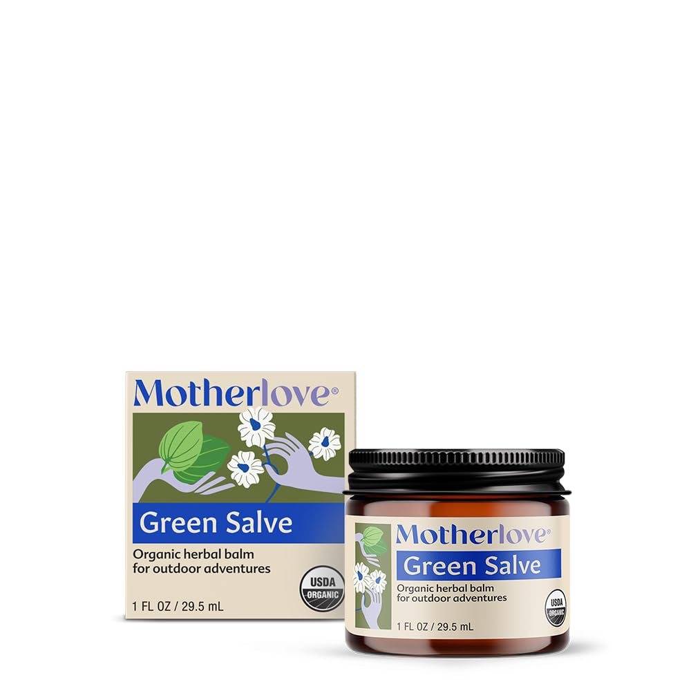 Motherlove Green Salve (1 oz) Peresõbralik väljas seiklussalv naha rahustamiseks - USDA orgaaniline
