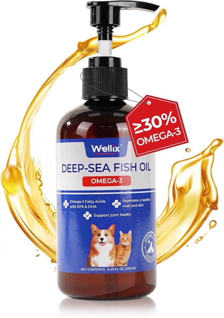 Wellix Omega 3 kalaõli koertele, parem kui lõheõli koertele, koera kalaõli lisand, lemmikloomade nahk ja karvkate, südame, liigeste ja immuunsuse tervise edendamine, EPA & DHA