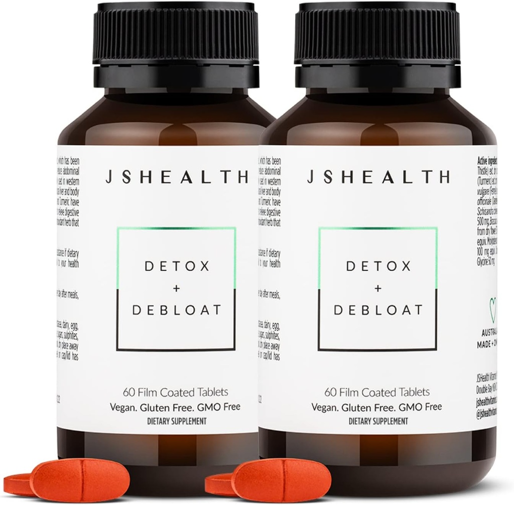 JSHealthi vitamiinid Detox ja Debloat Maksa tervise valem | Maksa detox pillid | Piimaohaka, kurkumi, apteegitilli | Maksa puhastuslisandiga (60 tabletti, pakend 2)