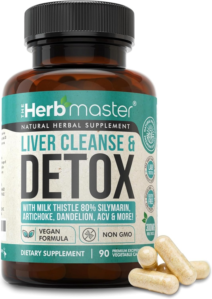 Nora Ross Herbmaster Maks Puhasta Detox & Remont - 27-in-1 Taimne Maksatoetus täiendus meestele ja naistele - Piimaohakalisand w/Artichoke Extract, koliin, tsink ja Dandelion Juur - 45 Servings