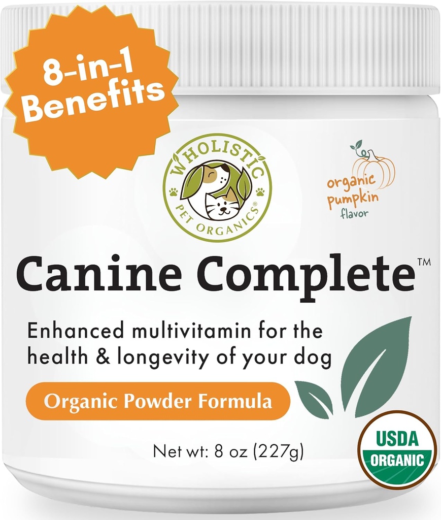 Wholistic Lemmiklooma Orgaanika Koer Täielik - Koer Multivitamiini Pulber - 8 Oz - Igapäevased Koera Vitamiinid Ja Toidulisandid Omatehtud Toidule - Immuunsüsteem, Nahk, Coat & Üldine Tervis - Väike ja Suur Tõug